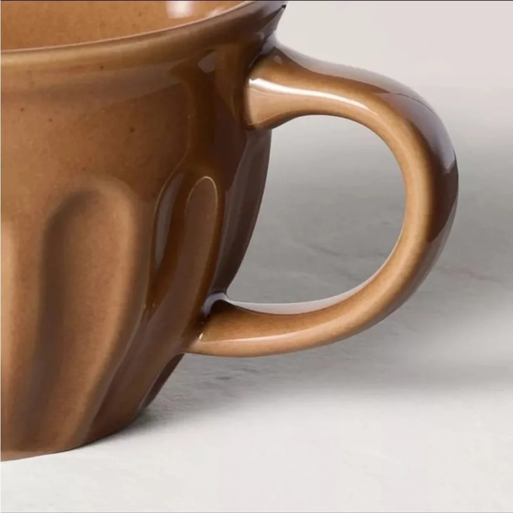 Hearth & Hand Magnolia 15oz Fluted Stoneware Latte Mug Pumpkin Brown - Picture 3 of 5